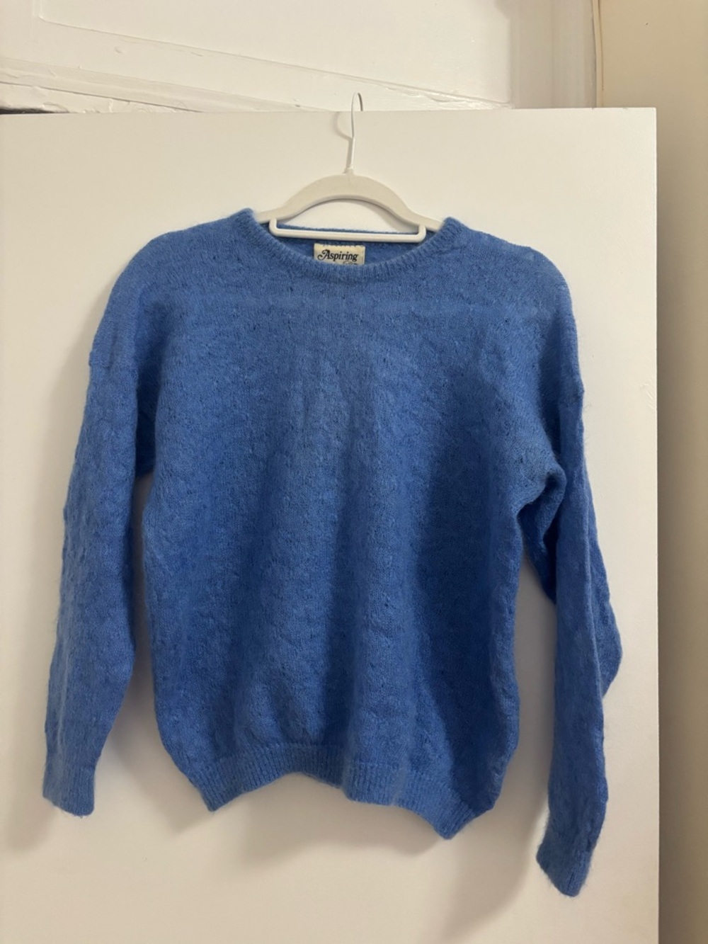 Women's Cornflower Blue Mohair Crewneck Sweater